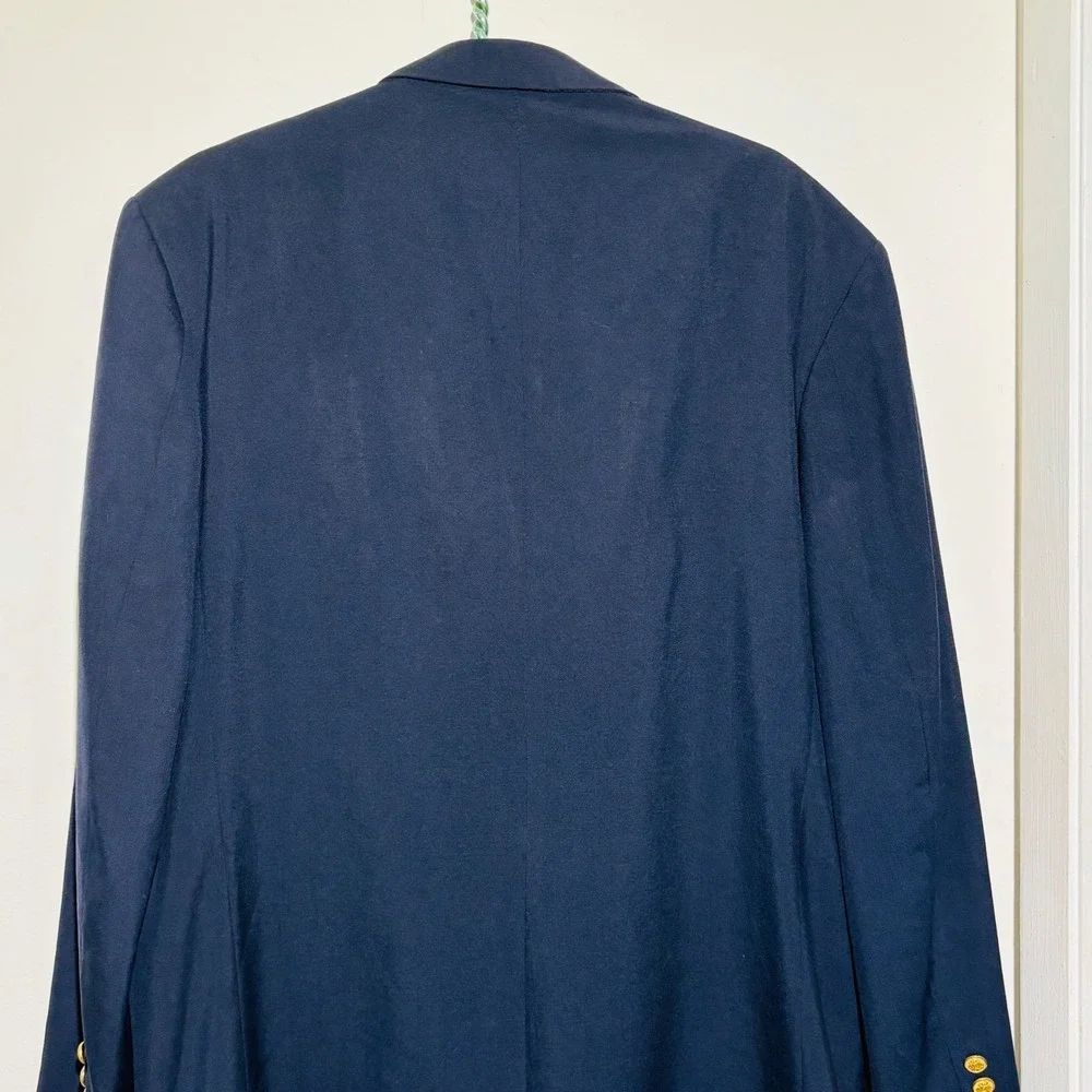 Oscar de‎ la Renta Blazer Mens 46L Navy Blue 100% Wool Lined Jacket Classic Fit